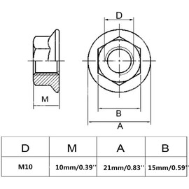 Liberty, 8 M10 x 1.25mm Pitch Metric fine Pitch 304 Stainless Steel Hexagonal Flange Nuts