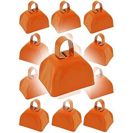 Metal Cowbell Noisemaker Cheering Bell, New Years, School Classroom, Wedding Bells & Chimes Percussion Musical Instruments Call Bell Alarm, 3" (Pack of 12) (Orange)