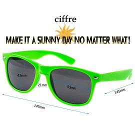 Ciffre EL-Sunprotect® Nerd Glasses Nerd Sunglasses Nerd Horn Glasses - Choice of 35 Different Colours / Models, neon green