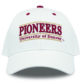 NCAA University of Denver Pioneers The Game Bar Design Hat, White, Adjustable