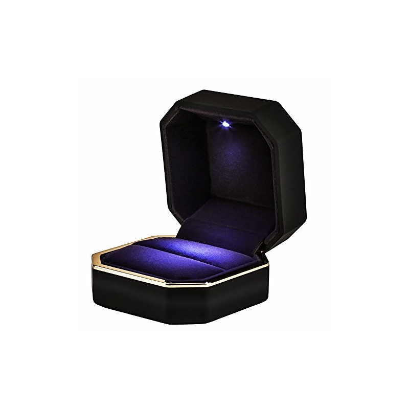 (Ring Box, Black) - AVESON Luxury Ring Box, Square Velvet
