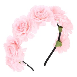 YARIEW Flower Headbands for Women Plastic Flower Headband Hawaiian Party Headband Cute Flowers Hair Accessories Hawaiian Wedding Birthday Party Favors Supplies Tropical Decorations Pink