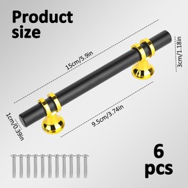 Trendecor Pack of 10 Furniture Handles, Stainless Steel, 150 mm, Black Gold Cabinet Handles, Kitchen Handles with Screws, Vintage Drawer Handles, Cabinet Handles, Black for Furniture, Kitchen and Home
