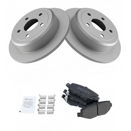 TRQ Rear Brake Pad & Rotor Kit Brake Pads Brake Rotor Semi-Metallic Solid Premium G-Coated Compatible with 2007-2017 Jeep Wrangler 2018 Wrangler JK