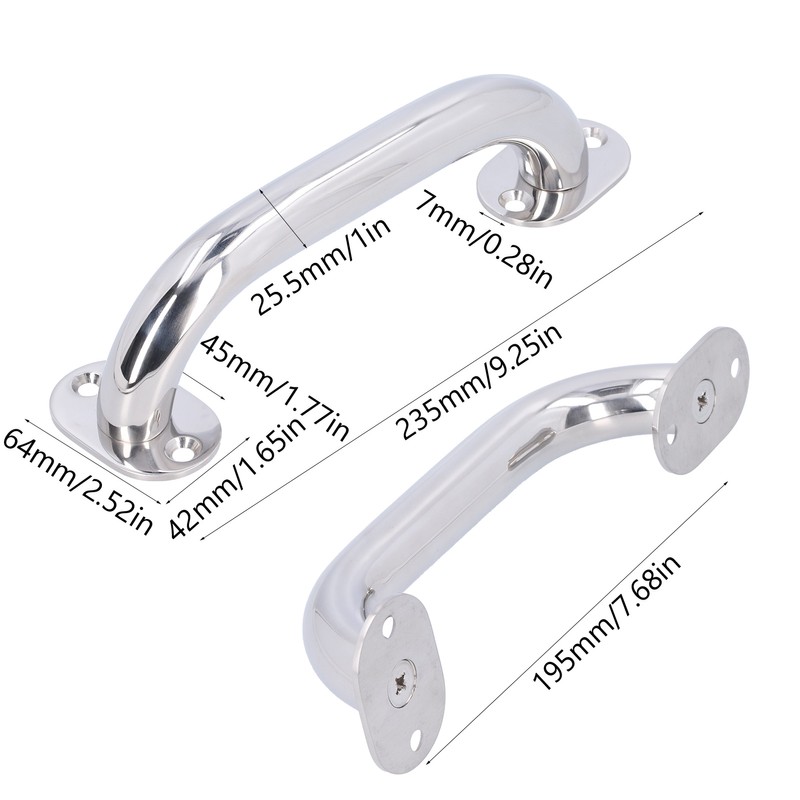 235mm Boat Handle 316 Stainless Steel Polishing Door Handrail for