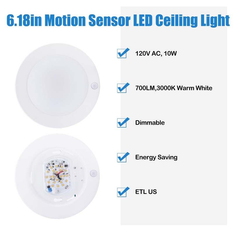 MingBright 6 Inch LED Closet Light, Ultra-Thin Motion Sensor Ceiling