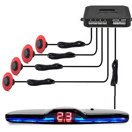 Parktronic - Sensores de avión incorporados, sistema de respaldo de marcha atrás con 4 sensores, luz LED, visualización de distancia de advertencia, zumbador de detección de distancia