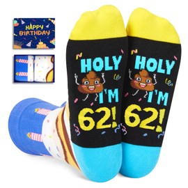 HAPPYPOP 62nd Birthday Gifts Ideas Socks - Gifts for Guys in Their 62s, 62 Year Old Gifts for Men Women, 62nd Birthday Socks
