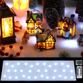 Christmas Snow Blanket with LED Lighted Snow Table Runner Light LED Xmas Table Runner LED Blanket Snow for Village Snow Decorations for Table Blanket Artificial Snow Holiday, 59 x 16 Inch (White)