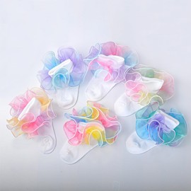 BGFKS Girls Layered Tulle Rainbow Tutu Skirt Sets,Toddler Girl Skirt with Linging,Hairbow and Socks.