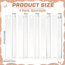 BENECREAT 10Pcs 5 Sizes Clay Depth Guide Pottery, Rectangle Polymer Clay Pottery Tool Acrylic Clay Press Board for Clay Jewelry Making