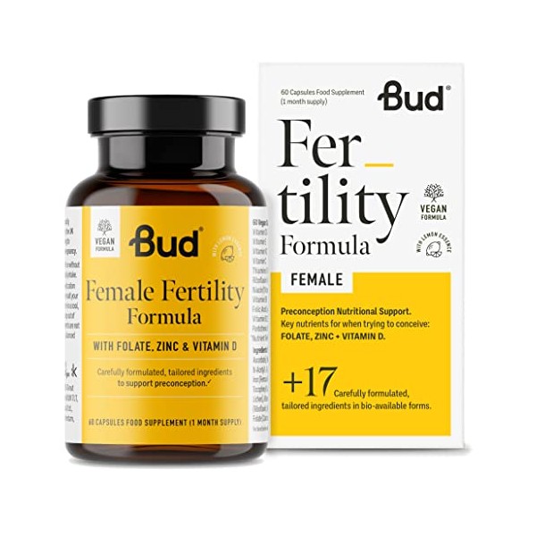 Bud Female Fertility Supplements - Vegan Conception Vitamins for Women with Inositol, Folate, Zinc and Vitamin D, Womenâs Fertility Vitamins for Pre-Conception (60 Capsules)