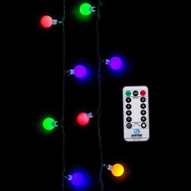 Vickerman Multicolor LED Cherry Light Set - 400 Light Multicolor LED - Indoor/Outdoor - 8 Function Cherry Light Set with Remote Control - Festive Lights for Christmas Tree or Patio