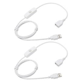 MECCANIXITY USB Extension Cable with ON/Off Button Switch 1m USB Male to Female Extension Cord for Desk Lamp Fan LED Light Strip White Pack of 2