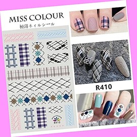 Scottish Tartan Pattern Woolens Cloth Fabric Patterns 3D Nail Sticker R410 for Nails Design Nail Art Stickers Decals Supplies Manicure Tips Sticker Colorful for Nail Decorations