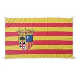 Large Aragón Flag 150 x 90 cm Aragón Flag for Balcony with 4 Eyelets and 4 Cable Ties (Aragon)