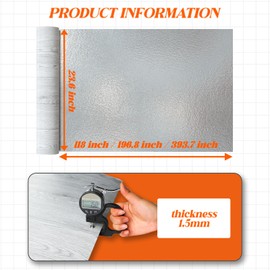 Homease Peel and Stick Floor Tiles - 23.6" Wx 393.7" L/ 64 Sq.Ft, Wood Grain Vinyl Flooring Roll, Durable & Waterproof Vinyl Plank Flooring for Any Room, Easy DIY Flooring Solutions, Grey-White Oak