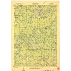 YellowMaps Namekagon Lake WI topo map, 1:48000 Scale, 15 X 15 Minute, Historical, 1945, 26.4 x 18.13 in - Paper