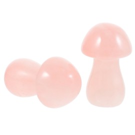 GANAZONO Realistic Stone Mushroom Decorations 2pcs Rose Quartz Mushrooms for Garden
