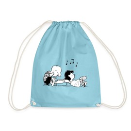 Spreadshirt Peanuts Schroeder and Lucy Gym Bag, aqua