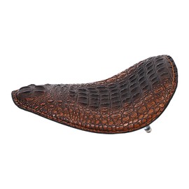 HANSWD 12" Heavy Duty Brown Gator Emboss Leather Driver Solo Seat with Chrome Barrel Spring For Sportster Bobber Chopper