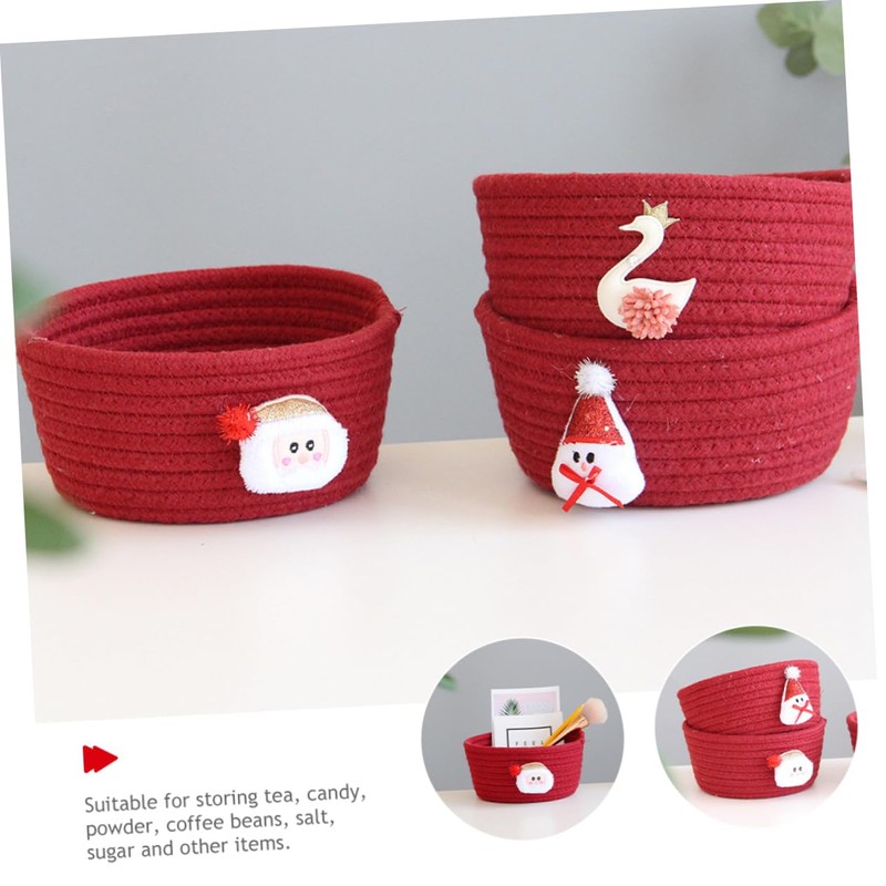 Alipis 2pcs Holiday Organizers Christmas Storage Baskets Woven Rope Baskets
