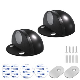 Magnetic Door Stoppers, No Drill Door Stops Magnetic Floor Mount Door Stopper, Self Adhesive, Black Magnet Door Stop Wall Protector Door Catch Door Holder, 2 Pack