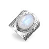DTECGOUG Silver Plated Retro Women's Natural Moonlight Stone Oval Single