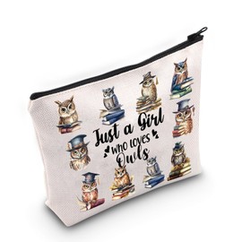 LEVLO Funny Owl Cosmetic Bag Animal Lover Gift for Girls Who Loves Owls Makeup Bag with Zipper Gift for Women Girls, Who loves owls