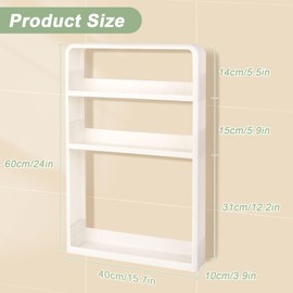 Versatile Wall Mount Bathroom Organizer - 3 Shelf Shower Caddy, Bathroom Wall Cabinet for Optimized Space Utilization, Durable Plastic Design for Bathroom Organizers and Storage Wall
