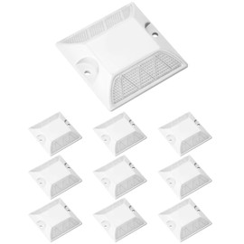 QWORK Road Reflectors, Pack of 10-4x4 Inch High-Reflectivity Driveway Reflectors Stud Markers for Pavement, Sidewalks, Freeways, Driveways