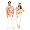 Couple Matching Hawaiian Luau Shirts, Classic Vintage Hibiscus Orange, Women,
