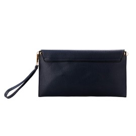 Wedmay Ladies Large Oversize Envelope Wristlet Strap Leather Evening Bag Prom Clutch Bag Purse For Women (F1460 Dark Grey)