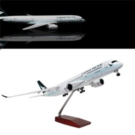 24-Hours 18” 1:160 Airplane Model HK Cathay Pacific Airbus 350 Plane Model with LED Light(Touch or Sound Control) for Decoration or Gift