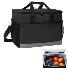 HTRTRR Insulated Cooler Bag, 30L Waterproof Leak-Proof Lunch Tote, Keep Warm and Cold Soft Cooler Picnic Bag for Travel, Camping, Picnics