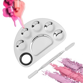 Genérico Paleta De Maquillaje De Acero Inoxidable, Paleta De Mezcla De Maquillaje