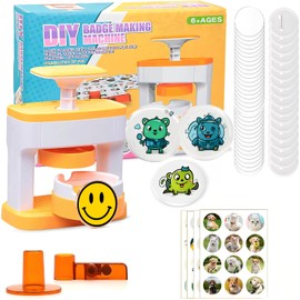 ANTREATU 55mm Badge Making Kit: Pin Badge Maker with 48 Parts & Circle Cutter, DIY Badge Maker Machine for Kids & Parties