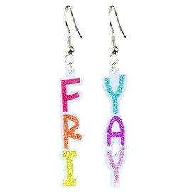 twinkle eye Teacher Earrings for Women Happy Teacher Shiny Acrylic Funny Bow Pencil Read Fri Yay Earrings Colorful Teachers Appreciation Gift Back To School Jewelry-B
