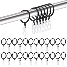 24pcs Curtain Rings Curtain Rings and Hooks Black Curtain Rings Metal Curtain Ring Hook Accessories Wear-resistant Hanging Drapery Pole Rod Hanging Accessories Suitable for Bathroom Bedroom
