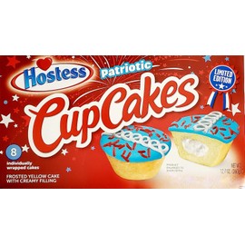 Hostess Patriotic Cupcakes Limited Edition 8 Individually wrapped cakes (2 PACK)