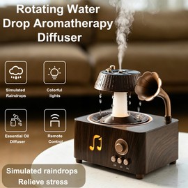 Raindrop Aromatherapy Diffuser,Essential Oil Diffuser,250ML Cool Mist Humidifier with White Noise,7-Color LED Light,Ultra Quiet,Auto Shut-Off,for Bedroom,Office,Yoga,with Remote Control