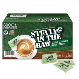 Stevia In Raw Plant-Based Zero Calorie Sweetener - 800 Count Packets | Plant-Based, Natural Sugar Substitute | Keto & Diabetic Friendly | Perfect for Coffee, Tea & Baking