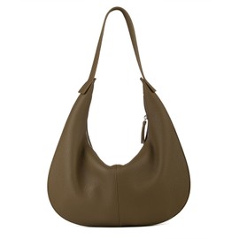 DONNAIN Full Grained Real Leather Hobo Bags for Women，Women's Crescent Handbag with Wide Shoulder Strap (Black)