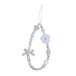 Showkanbay Phone Charms Strap,Pink Cute Phone Charms Aesthetic Love Phone Chain Girl Beaded Phone Strap Pearl Beaded Phone Lanyard Jewelry(flowers)