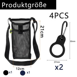 4 PCS Water Bottle Bag Water Bottle Carrier with Shoulder Strap Portable Buckles Clip Combination Set, for Bags and Hiking Camping Traveling Outdoor Activities