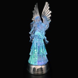 DRomance Color Changing Angel Globe, Swirling Glitter Angel Lamp Mood Light, LED Light Up Angel Battery Operated Angel Light, 14 Inch Tall Trumpet Angel