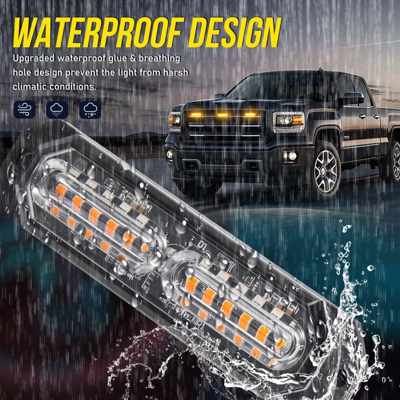 1PC Pack, Amber Led Grille Lights for Trucks, 12 Amber