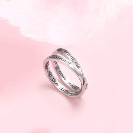 925 Sterling Silver Inspirational Ring Bible Verse Ring God Grant Me The Serenity Prayer Band Rings Christian Jewelry Gift for Women Size 6