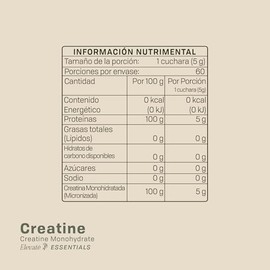 Creatina Monohidratada | 60 Porciones,300 gr por Envase | Suplemento Ideal para Atletas y Personas Mayores de 45 Años, Mejora el Desempeño Físico y la Regeneración Muscular, Actúa como Neuroprotector Sin Aditivos, Libre de Pesticidas y Gluten