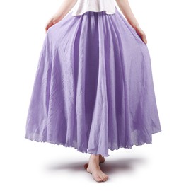 Phorecys Women's Bohemian Style Elastic Waist Band Long Maxi Skirt Violet 105cm
